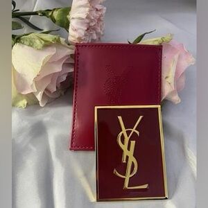 NEW YSL Yves Saint Laurent Compact Mirror with Case Red & Gold